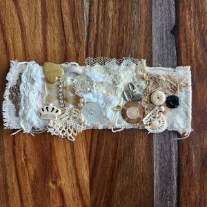 Handmade Unique Bracelet Charms Heart Buttons Beads Crown Lace Fabric Snaps On